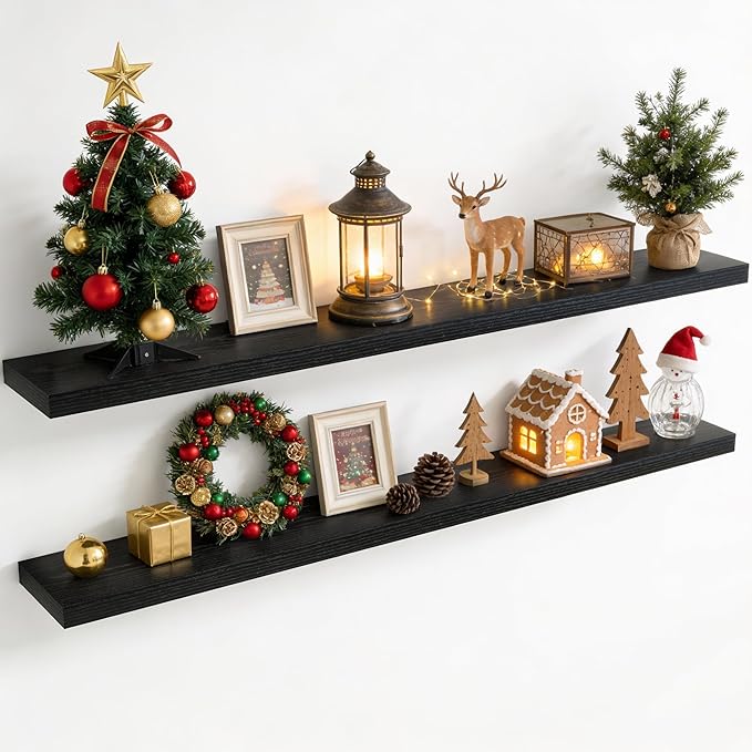 72 Inch Floating Shelves for Wall, 8 Inch Deep Floating Shelf for Storage & by Axeman