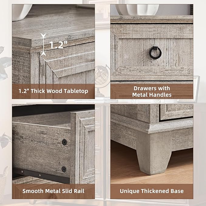 Farmhouse 5 Drawer Dresser for Bedroom, Rustic Wood Dresser - Image 5