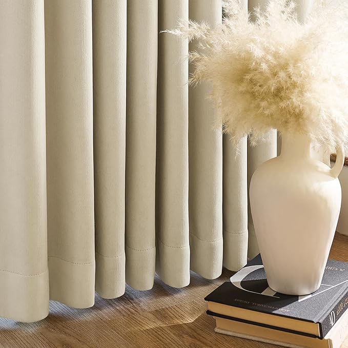 jinchan Chenille Blackout Curtains 96 Inches Long Beige Thermal Insulated - Image 9