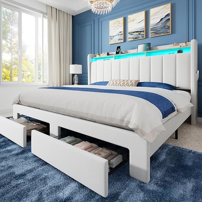 Allewie Velvet Vertical Tufted King Size Upholstered Platform Bed Frame by Allewie