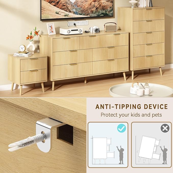 CARPETNAL Fluted 7 Drawer Dresser - Image 8