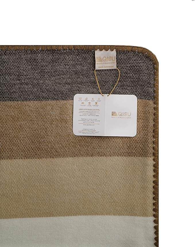QISU Alpaca Wool Blanket Throw | Large, Stripes | 85 x 65 inches | Ultra-Soft - Image 5