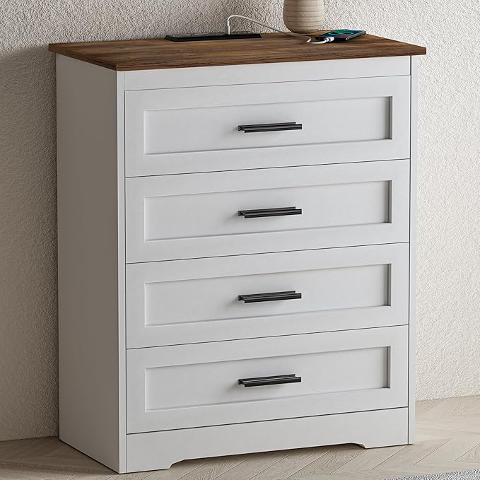 Farmhouse 4 Drawers Dresser for Bedroom Rustic Chest of Drawers - Image 8