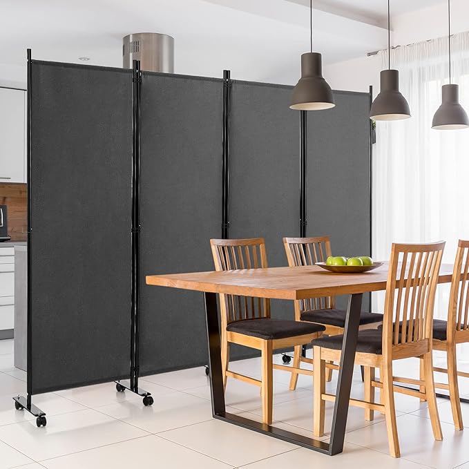 GOFLAME 4 Panel Folding Room Divider, 6FT Rolling Privacy Screen - Image 8