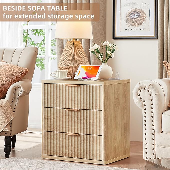 LEYAOYAO 23" Wide Fluted Night Stand - Image 3