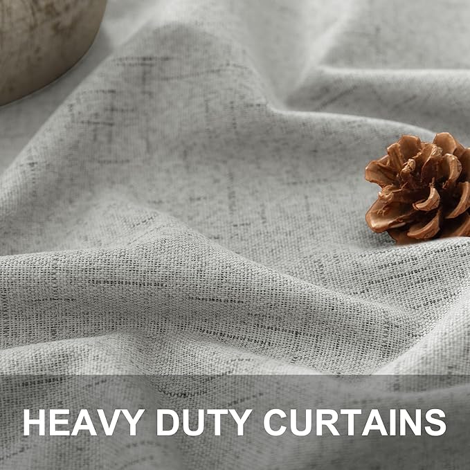 102 Inch Long Curtains Blackout Linen Cotton Textured Black Out Curtains Energy - Image 3