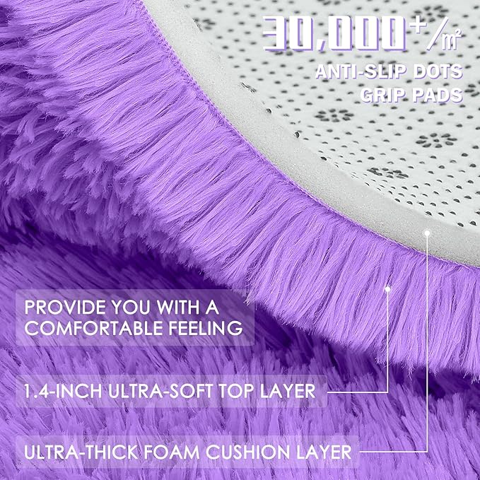 OLANLY Purple Round Rugs for Bedroom - Image 6
