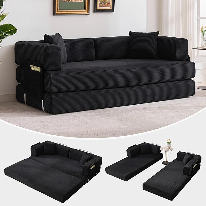 Garvee 5-in-1 Convertible Sofa Bed, 78.8" Modular Corduroy Sleeper - Image 8