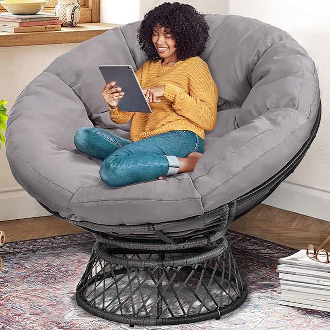 46" Giant Oversized Rattan Papasan Chair by KROFEM