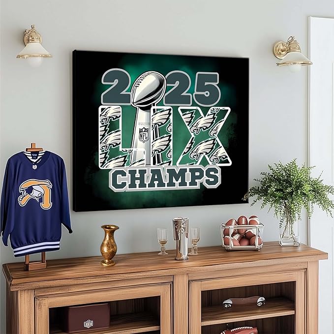 B.B.F MAKE 2025 Super Canvas Bowl Wall Art Champions Eagles Poster Print - Image 5