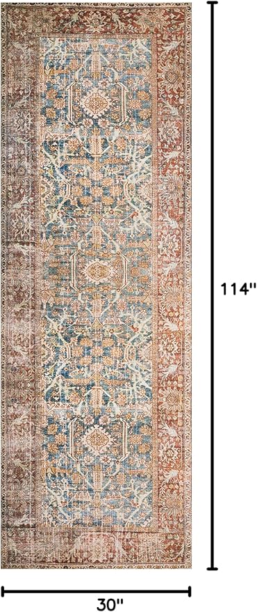 Loloi Layla Collection LAY-04 Ocean/Rust 2'-6" x 9'-6" .13" Thick Runner Rug - Image 2