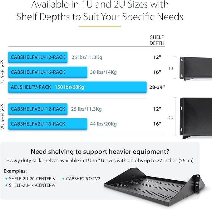 StarTech.com 2U Rack Shelf, Vented Cantilever Tray - Image 7