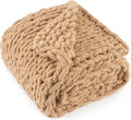 Chunky Knit Throw Blanket 50"X 60", 100% Handmade by LONGCREATE