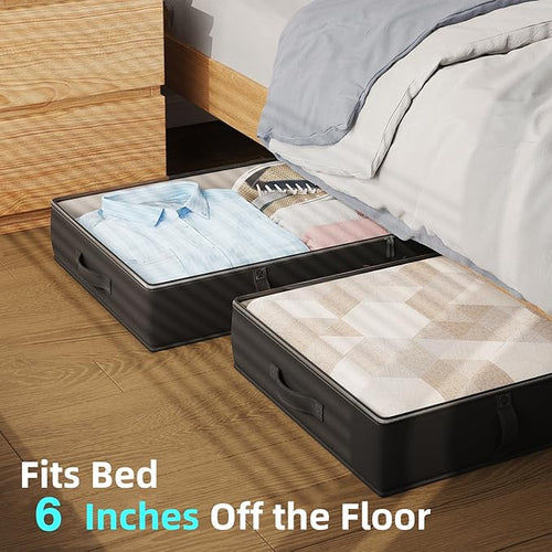 2-Pack Under Bed Storage, 6 Inches Tall Closet Organizers and Storage Bins - Image 2