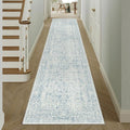 Blue Runner Rug 2x12 Hallway Machine Washable Kitchen Vintage Distressed Non by PureCozy