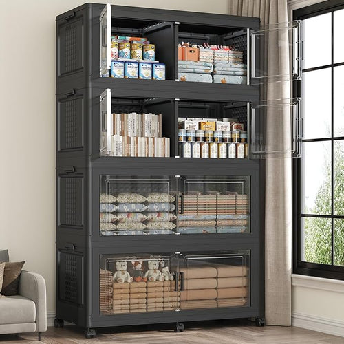 200GAL Storage Bins with Lid and Wheels, Stackable Closet Organizers and by Fangtueh
