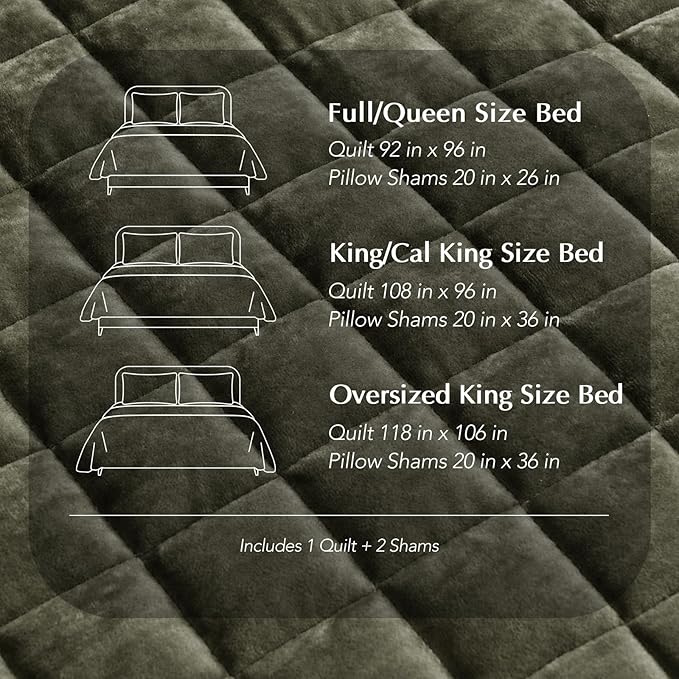 RECYCO Luxury Velvet Quilt Set, California King 118'' x 106'' Oversized - Image 8