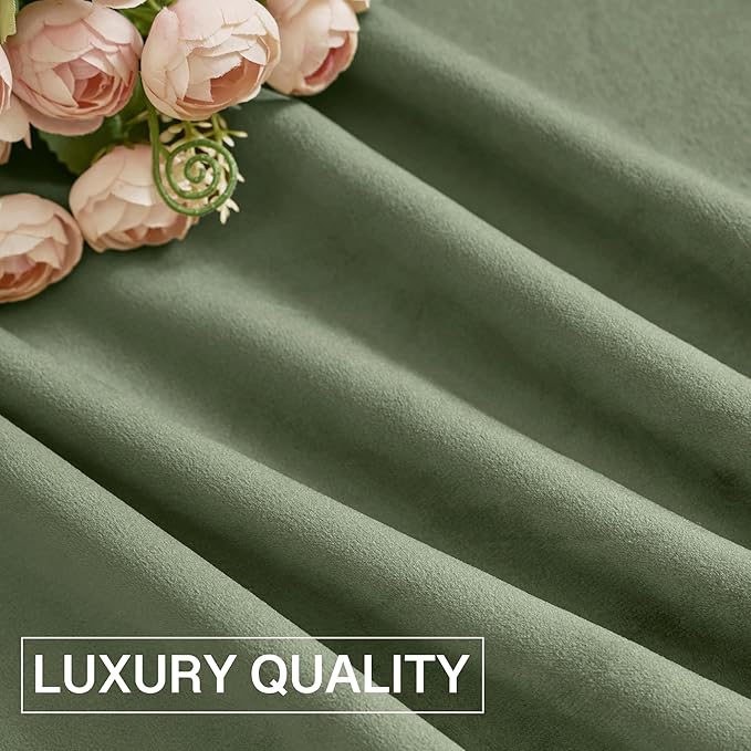 StangH Sage Green Small Window Curtains 63 inches Long, Thick Warming Velvet - Image 7
