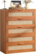 LEYAOYAO Dresser for Bedroom, Modern 5 Drawers Boho Rattan Dressers by LEYAOYAO-Findtheshiningpointofyourideallife%EF%BC%81