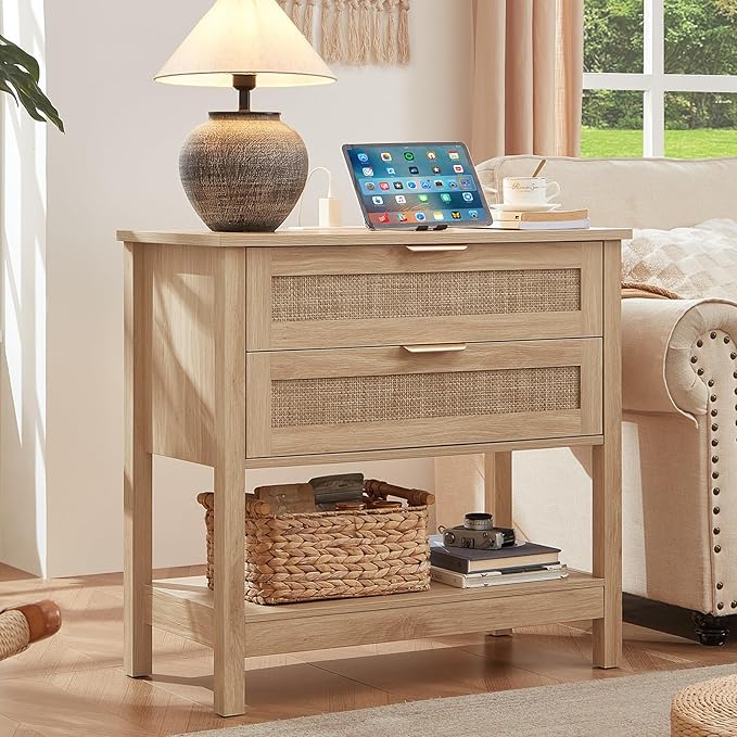 LEYAOYAO 31.5" Wide Rattan Night Stand by LEYAOYAO-Findtheshiningpointofyourideallife%EF%BC%81