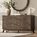54'' Wide 7 Drawers Dresser for Bedroom, Modern Fluted Vertical Chest by TROJMHome