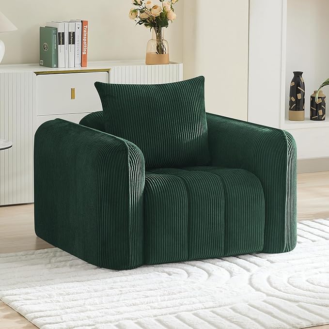 Oversized Boneless Corduroy Accent Chair, Comfy Deep Seat Armchair by WUTUTUEE
