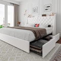 iPormis Queen Bed Frame with 4 Storage Drawers, Upholstered Platform Bed Frame by iPomis
