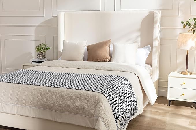 California King Size Upholstered Bed Frame, Platform Bed Frames - Image 4