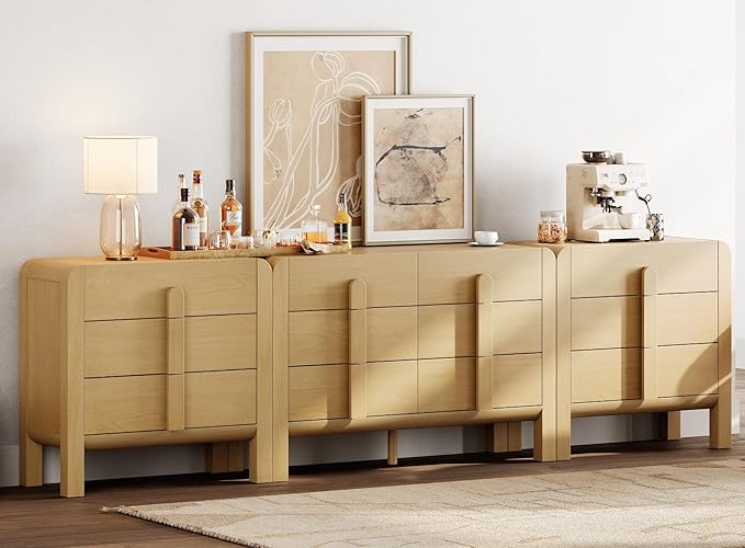 WAMPAT 3 Piece Bedroom Dresser Set, 110.2" Wide Mid Century Modern Chest of - Image 4