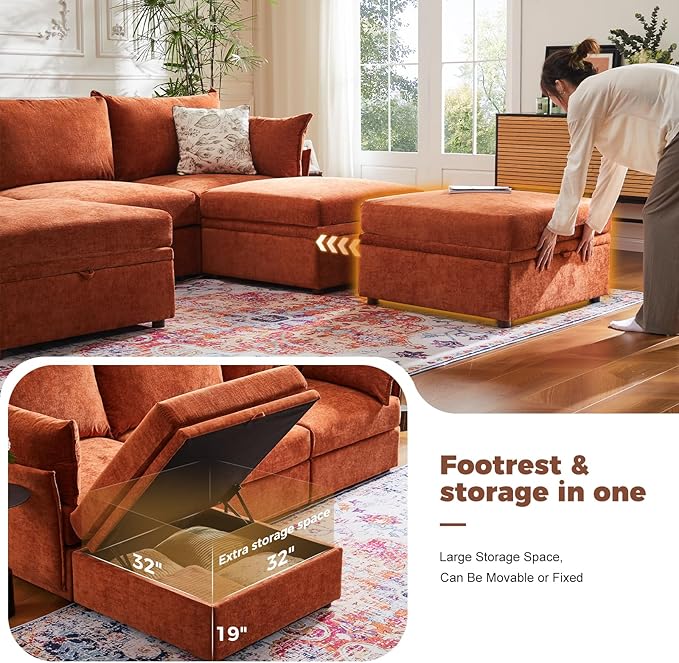 ABCASA 102.6" Luxury Modular Sleeper Sofa Bed 6 Seat Reversible Sectional Couch - Image 5