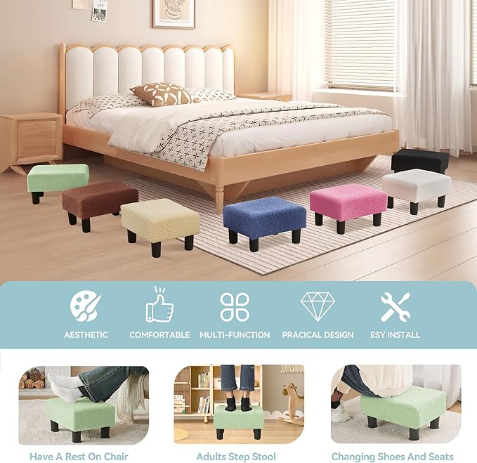 BRIAN & DANY Small Foot Stool Ottoman, Footstool - Image 4