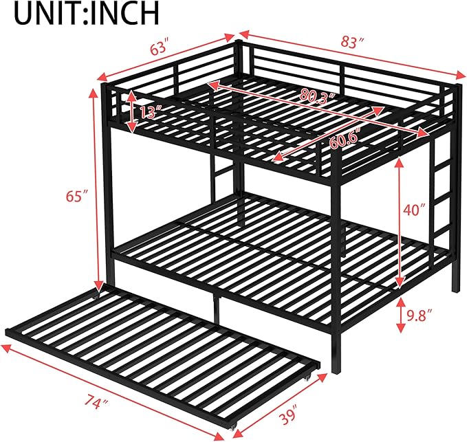 Upgraded Version Thicken Heavy Duty Metal Queen Bunk Bed - Image 2