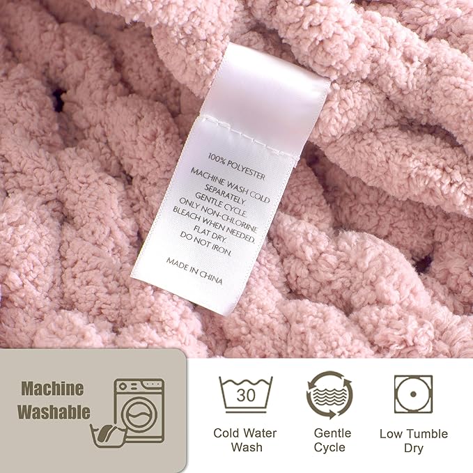 Chunky Knit Throw Blanket 50"X 60", 100% Handmade - Image 5
