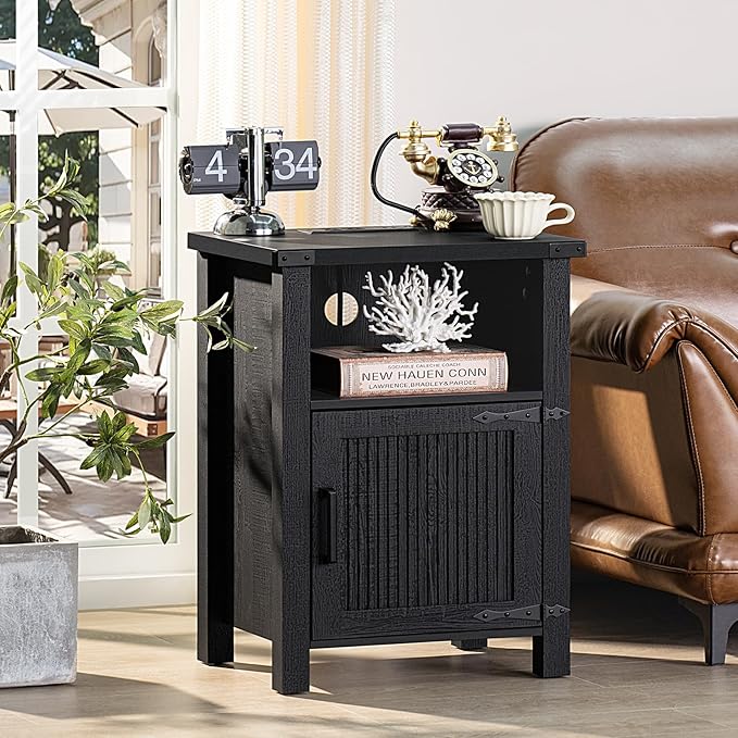 Joaxswe Night Stand, 18 Inch Farmhouse Nightstand - Image 3