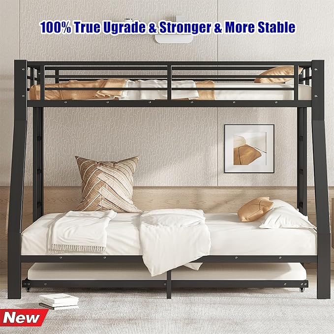 LUCALEO Stronger & Truly Reinforced Heavy Duty Metal Bunk Bed Twin Over Full - Image 3