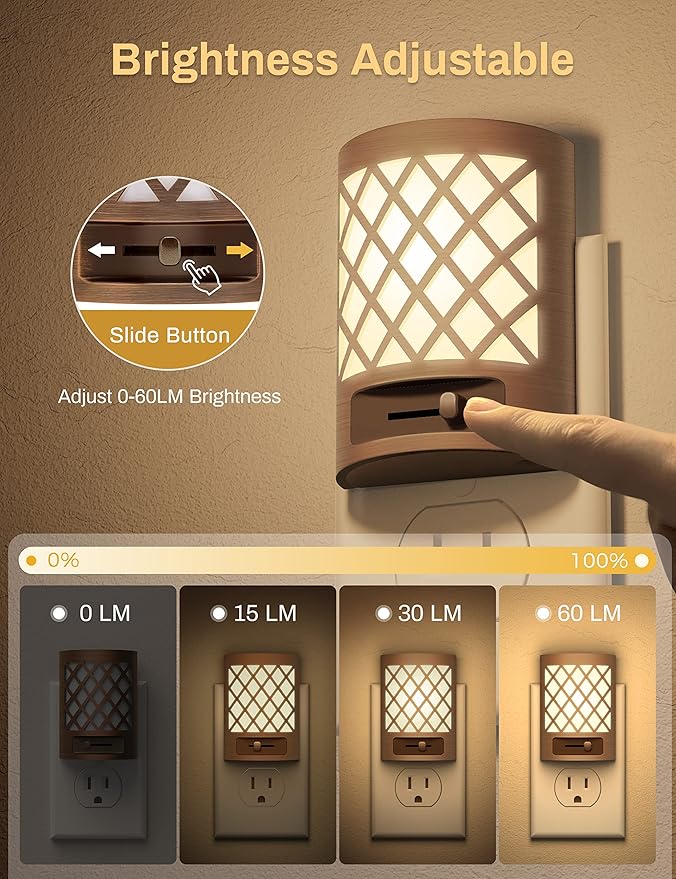 DORESshop Vintage LED Night Light Plug in, Dusk to Dawn Sensor, Dimmable Night - Image 3