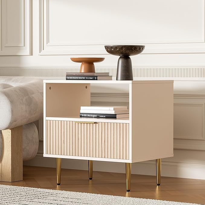 Nightstand with Drawer, End Table with Storage, Side Table with Open Space by Housoul