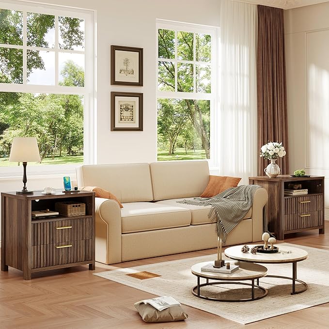 CypBed Night Stand with Charging Station, Bedside Tables with 2 Drawers & - Image 8