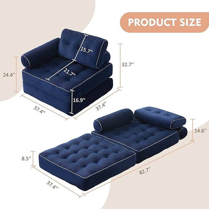 Plus Futon Sofa Bed for Small Spaces, Floor Couch - Image 2