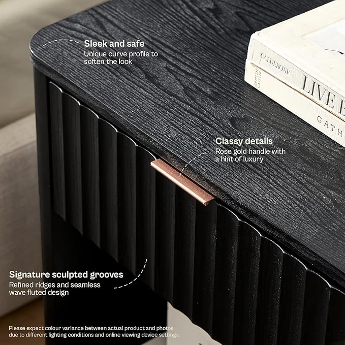mopio Brooklyn Fluted Nightstand, Modern Farmhouse Nightstand, Small Side - Image 4