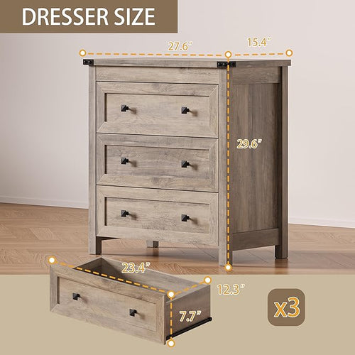 3-Drawer Dresser, Small Wooden Chest of Drawers - Image 2