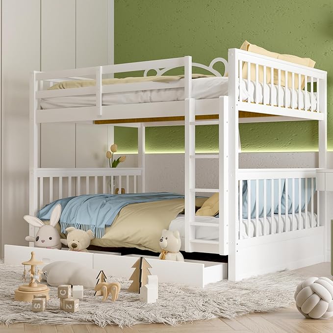 Merax Wood Bunk Bed with Drawers, Convertible Bunk Bed with Ladders and Two by Merax