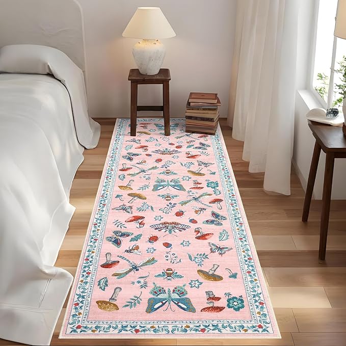 Mushroom Insect 2x6 Runner Rug for Hallway Washable Kitchen Rugs Non Slip - Image 2