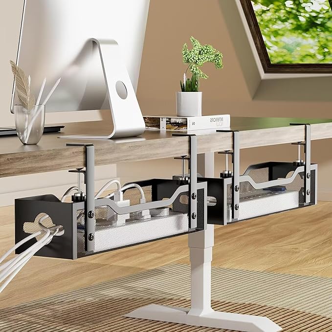 2 Pack Under Desk Cable Management Tray, 13.38" Cable Organizer No Drill - Image 8
