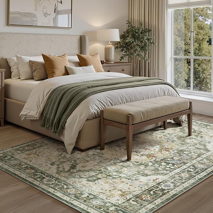 PADOOR 6X9 Area Rug, Rugs for Living Room, Soft Olive Rugs for Bedroom - Image 4