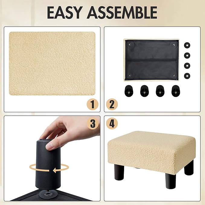 BRIAN & DANY Small Foot Stool Ottoman, Footstool - Image 4
