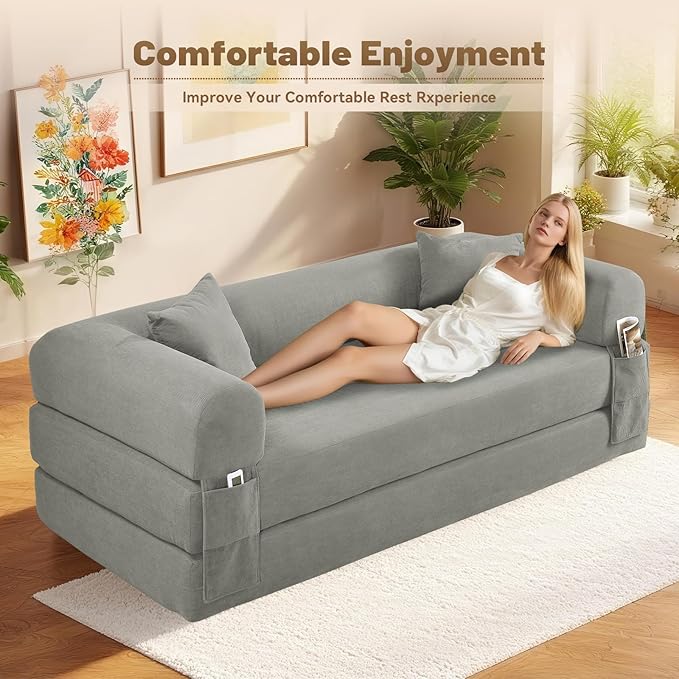Convertible Futon Sofa Bed, Queen Sleeper Sofa Bed, Compressed Couch in a Box - Image 4