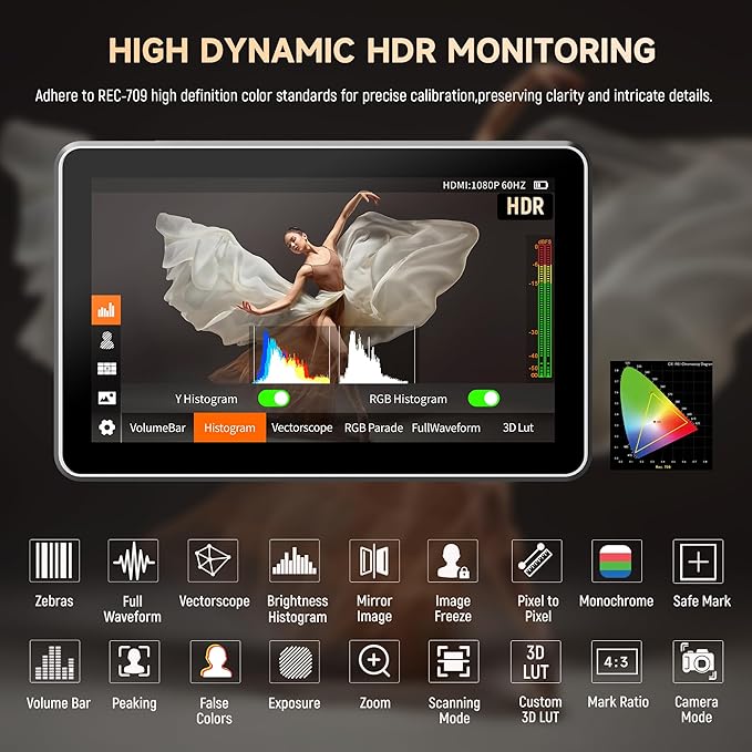VILTROX DC-X3 2000 Nits SDI Camera Field Monitor, 4K HDMI 6 inch Touchscreen On - Image 3