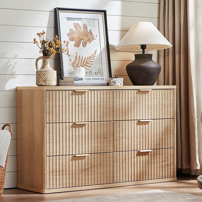 LEYAOYAO 48" Wide Fluted Dresser and 1 Drawers 23" Nightstand Set of 2 - Image 5