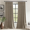 StangH 62 inches Wide Camel Beige Curtains Rod Pocket Velvet Room Darkening by StangH